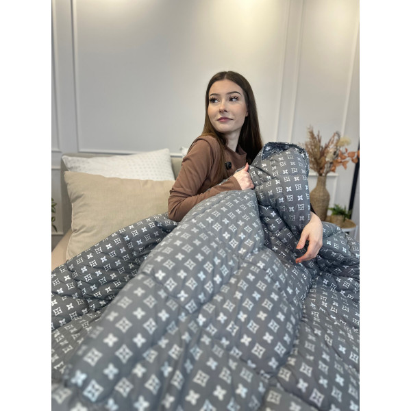 Ковдра двоспальна стьобана зимова з холофайбера Leri Max 21517 175х210 см сіра