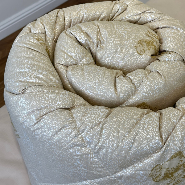 Ковдра євро зимова з вовни Leri Max Pure Wool 21502 200х215 см бежева