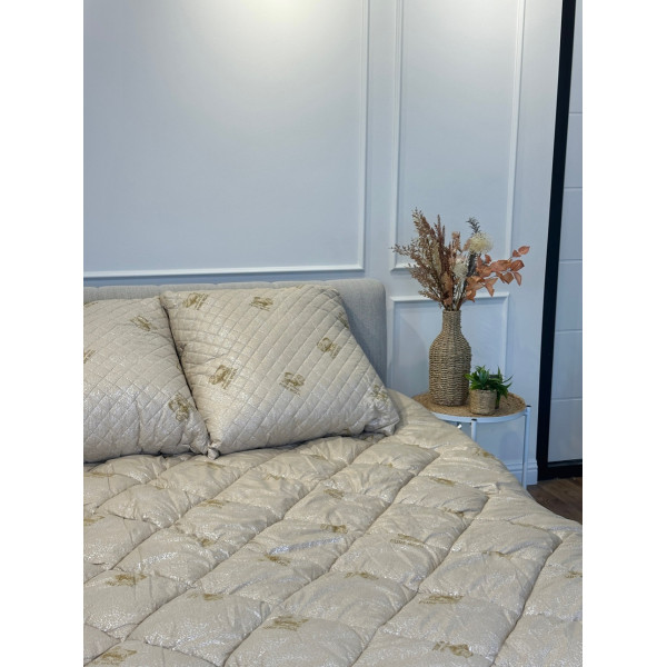 Ковдра євро зимова з вовни Leri Max Pure Wool 21502 200х215 см бежева