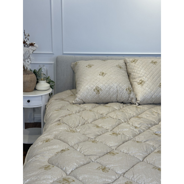 Ковдра євро зимова з вовни Leri Max Pure Wool 21502 200х215 см бежева