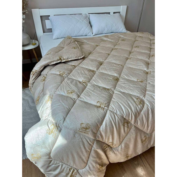 Ковдра євро зимова з вовни Leri Max Pure Wool 21505 200х215 см бежева