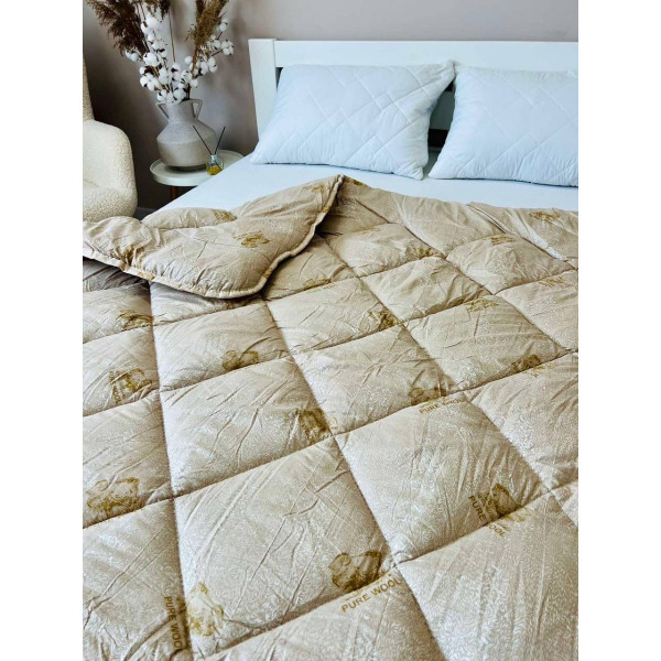 Ковдра євро зимова з вовни Leri Max Pure Wool 21505 200х215 см бежева
