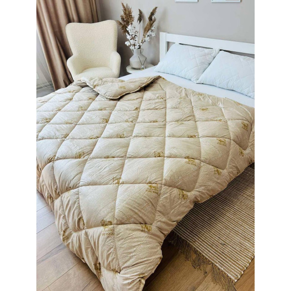 Ковдра євро зимова з вовни Leri Max Pure Wool 21505 200х215 см бежева