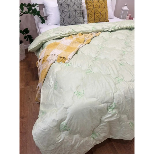 Ковдра євро стьобана зимова з бамбукового волокна Leri Max 21533 195х210 см салатова