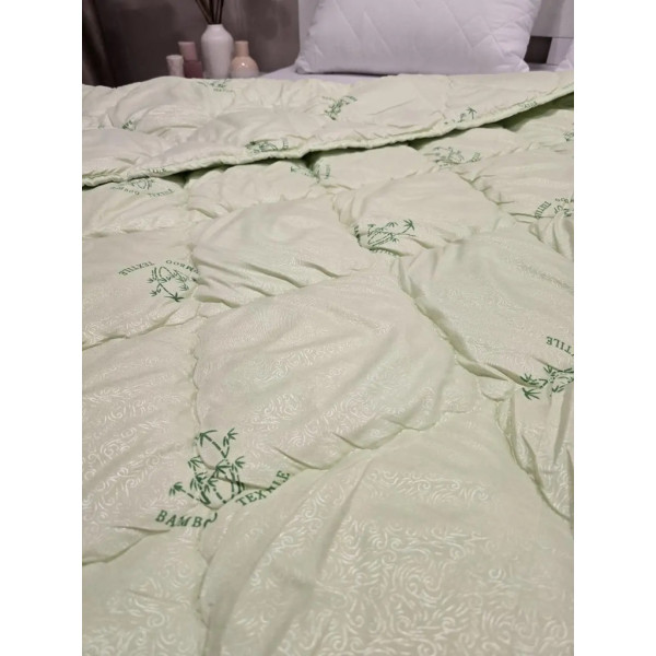 Ковдра євро стьобана зимова з бамбукового волокна Leri Max 21533 195х210 см салатова