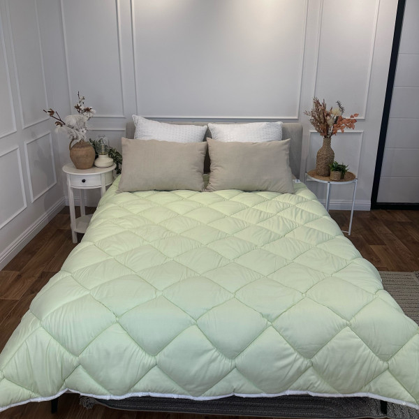 Ковдра євро стьобана зимова з бамбукового волокна Leri Max Bamboo 21453 200х215 см салатова