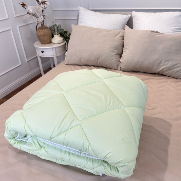 Ковдра євро стьобана зимова з бамбукового волокна Leri Max Bamboo 21453 200х215 см салатова