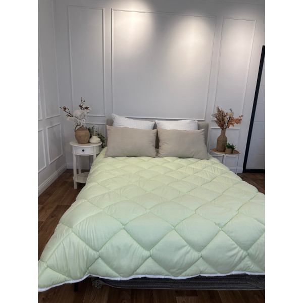 Ковдра євро стьобана зимова з бамбукового волокна Leri Max Bamboo 21453 200х215 см салатова