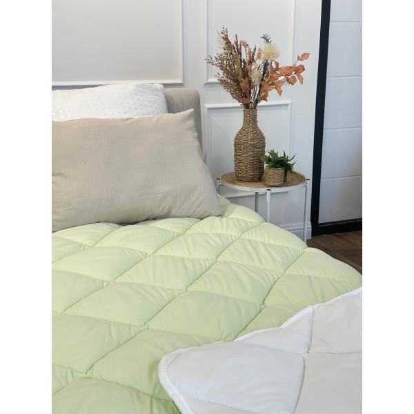 Ковдра євро стьобана зимова з бамбукового волокна Leri Max Bamboo 21453 200х215 см салатова