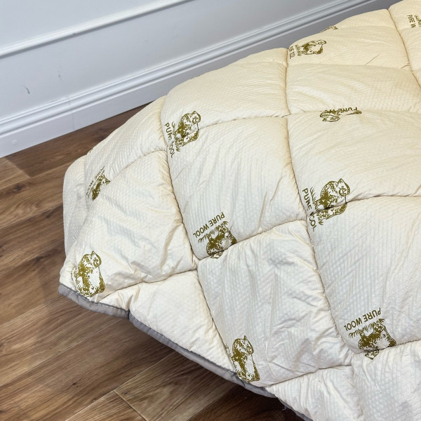 Ковдра євро стьобана зимова зі штучної вовни Leri Max Pur Wool 21471 200х215 см коричнева