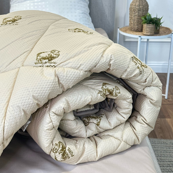 Ковдра євро стьобана зимова зі штучної вовни Leri Max Pur Wool 21471 200х215 см коричнева
