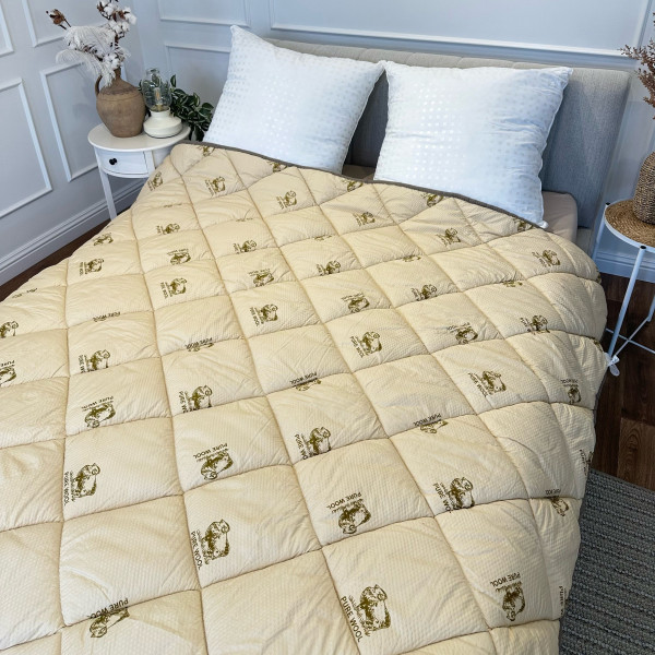 Ковдра євро стьобана зимова зі штучної вовни Leri Max Pur Wool 21471 200х215 см коричнева