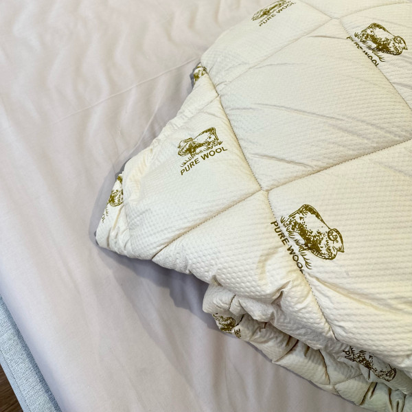 Ковдра євро стьобана зимова зі штучної вовни Leri Max Pur Wool 21471 200х215 см коричнева