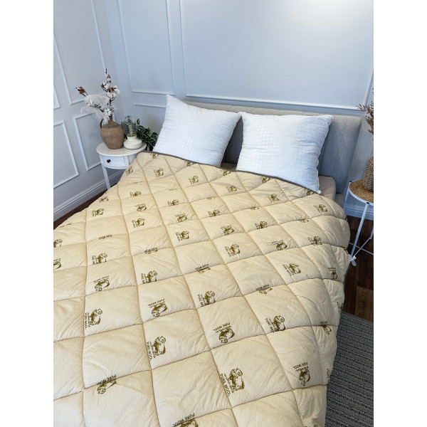Ковдра євро стьобана зимова зі штучної вовни Leri Max Pur Wool 21471 200х215 см коричнева