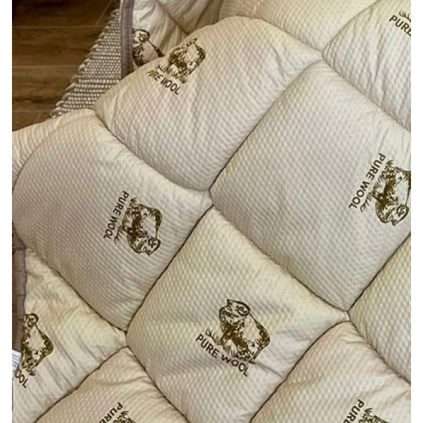 Ковдра євро стьобана зимова зі штучної вовни Leri Max Pur Wool 21474 200х215 см коричнева