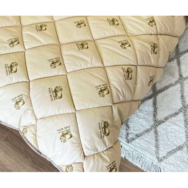 Ковдра євро стьобана зимова зі штучної вовни Leri Max Pur Wool 21474 200х215 см коричнева