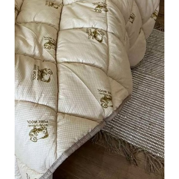 Ковдра євро стьобана зимова зі штучної вовни Leri Max Pur Wool 21474 200х215 см коричнева