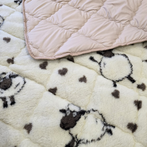 Ковдра полуторна двостороння відкрита з овчини Leri Max 21549 150х210 см бежева