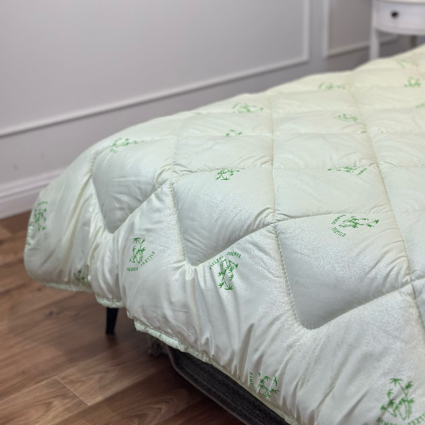 Ковдра полуторна стьобана зимова з бамбукового волокна Leri Max 21528 145х210 см салатова