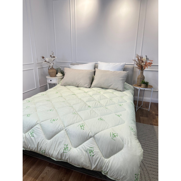 Ковдра полуторна стьобана зимова з бамбукового волокна Leri Max 21528 145х210 см салатова