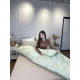 Ковдра полуторна стьобана зимова з бамбукового волокна Leri Max 21528 145х210 см салатова