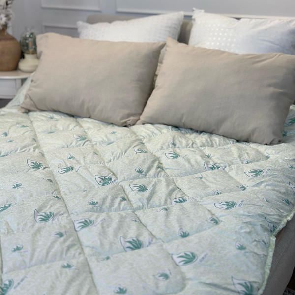 Ковдра полуторна стьобана зимова з волокна Aloe Vera Leri Max 21522 150х210 см біла