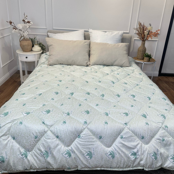 Ковдра полуторна стьобана зимова з волокна Aloe Vera Leri Max 21522 150х210 см біла