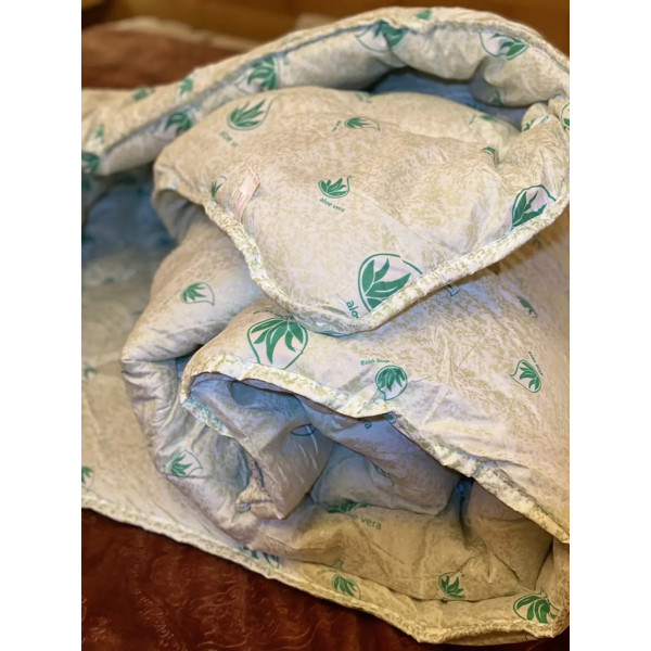 Ковдра полуторна стьобана зимова з волокна Aloe Vera Leri Max 21525 150х210 см біла