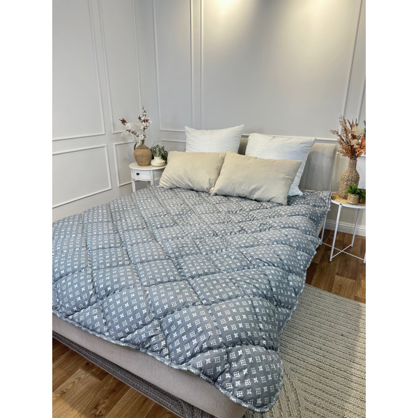 Ковдра полуторна стьобана зимова з холофайбера Leri Max 21516 145х210 см сіра