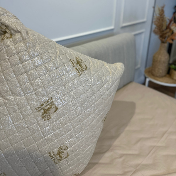 Подушка стьобана з натуральної овчини Leri Max Pure Wool 21506 50х50 см бежева