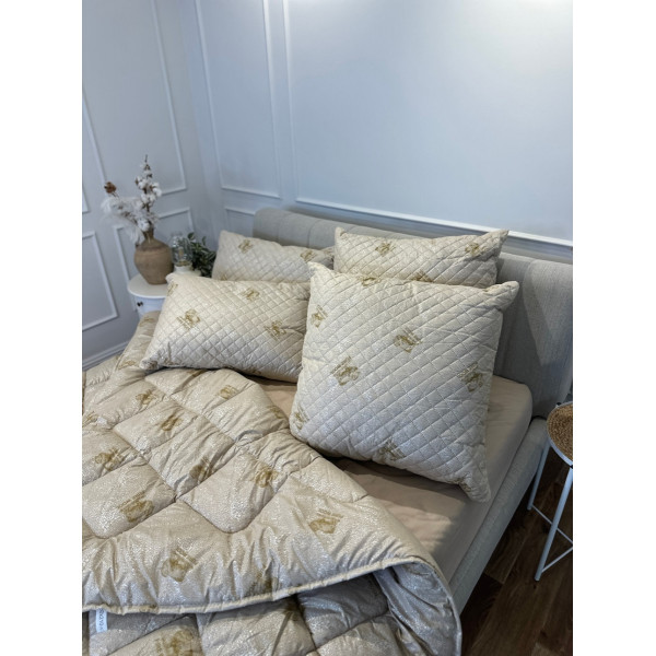 Подушка стьобана з натуральної овчини Leri Max Pure Wool 21506 50х50 см бежева