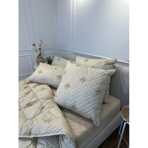 Подушка стьобана з натуральної овчини Leri Max Pure Wool 21508 70х50 см бежева