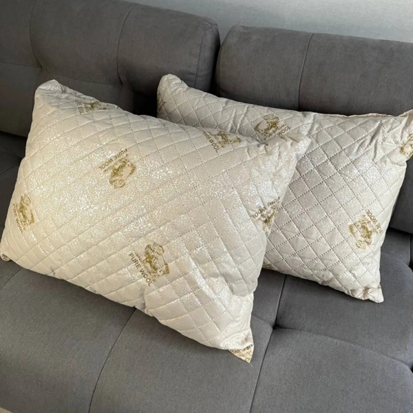 Подушка стьобана з натуральної овчини Leri Max Pure Wool 21509 70х50 см бежева