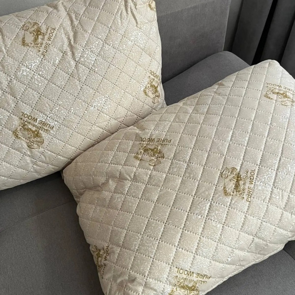 Подушка стьобана з натуральної овчини Leri Max Pure Wool 21509 70х50 см бежева