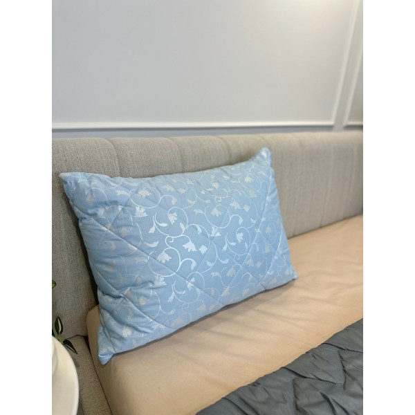 Подушка стьобана з еко пуху зі знімним чохлом для прання Leri Max 21545 70х50 см блакитна