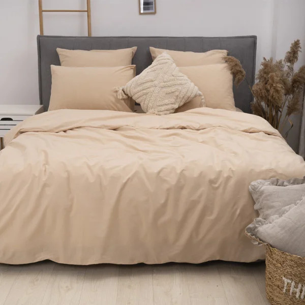 Постільна білизна сімейна Viluta Сатин Wash-68-S 210х143х2 см світло-бежева