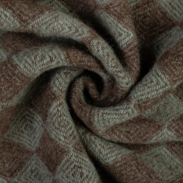 Плед із екологічної вовни Love You 4491 140х200 см коричневий із зеленим