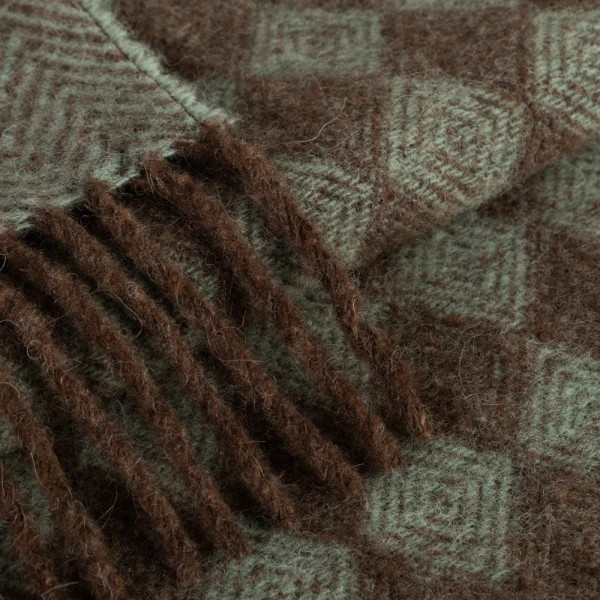 Плед із екологічної вовни Love You 4491 140х200 см коричневий із зеленим