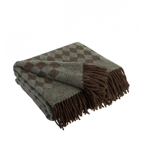 Плед із екологічної вовни Love You 4491 140х200 см коричневий із зеленим