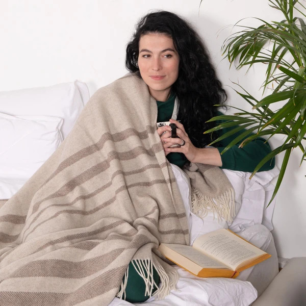 Плед кашеміровий Love You 4485 140х200 см бежевий з коричневим