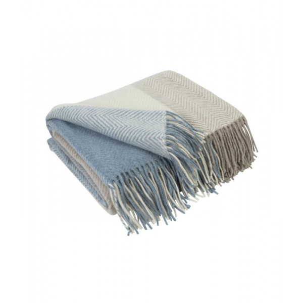 Плед мериносовий Love You Клітка 4499 140х200 см бежевий з блакитним