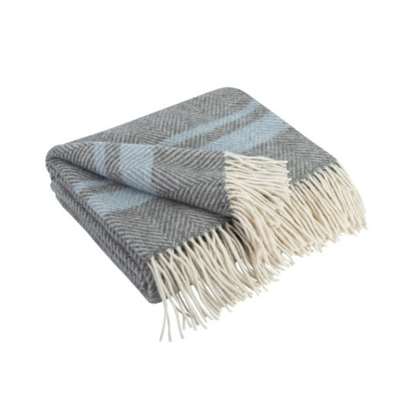 Плед однотонний мериносовий з смужками Love You 4490 140х200 см білий блакитний сірий