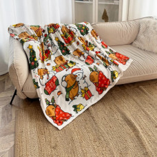 Плед флісовий Love You Капібарки та сніговики 9118 150х200 см