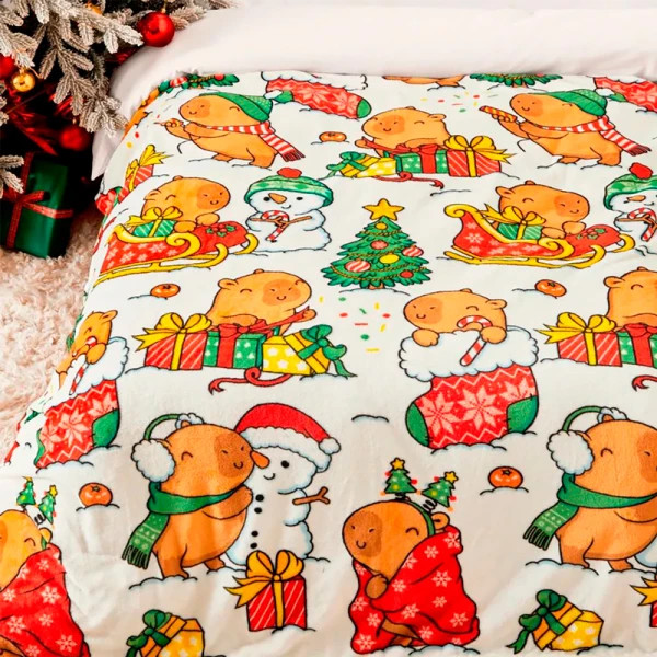 Плед флісовий Love You Капібарки та сніговики 9118 150х200 см