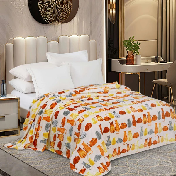 Плед флісовий Love You Котики 8183-10 150х200 см бежевий 10 шт/уп