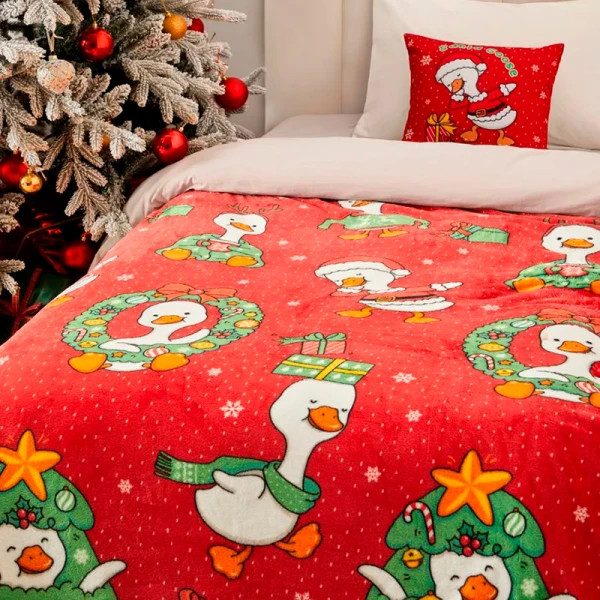 Плед флісовий Love You Новорічні гусята 9120 150х200 см