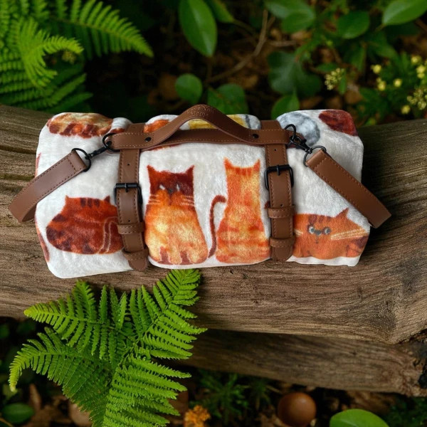 Плед флісовий тревел Love You Котики 88183 150х200 см бежевий