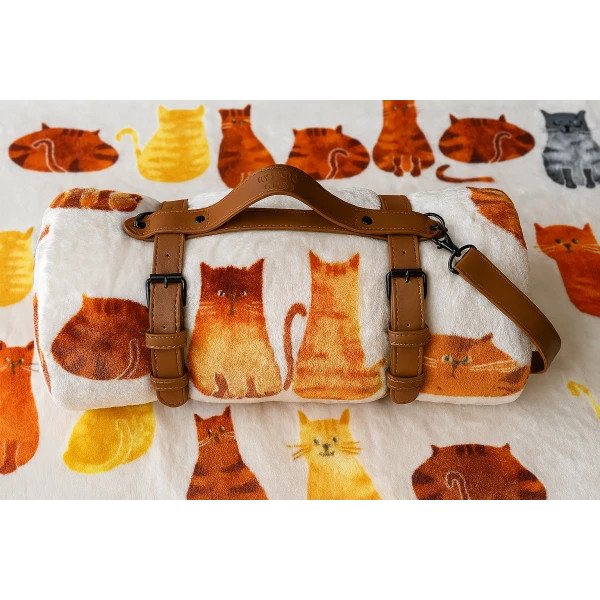 Плед флісовий тревел Love You Котики 88183 150х200 см бежевий