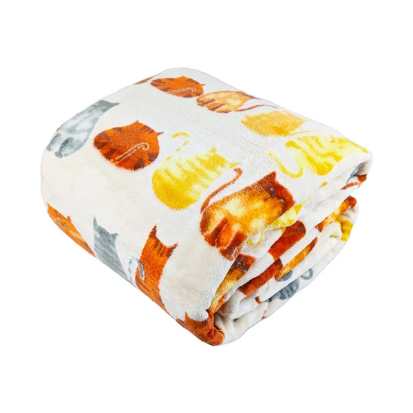 Плед флісовий тревел Love You Котики 88183 150х200 см бежевий