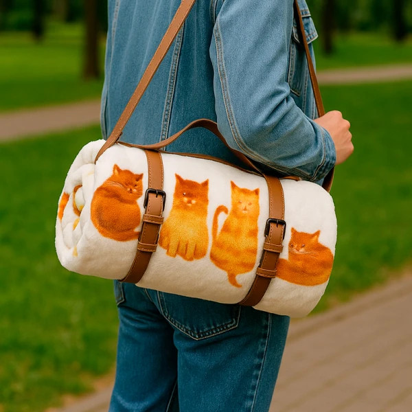 Плед флісовий тревел Love You Котики 88183 150х200 см бежевий